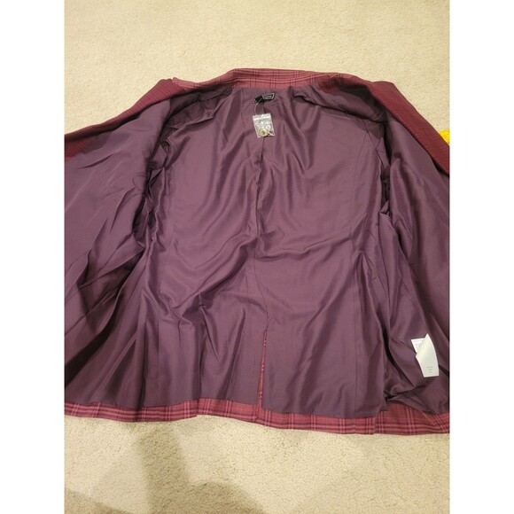 NWT G by Giuliana Black Label Women's Plus Size 3X Blazer Jacket Violet Plaid - Picture 10 of 13